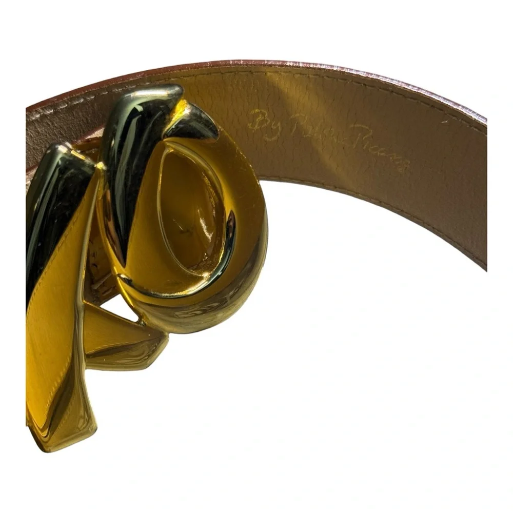 Paloma Picasso Gold and Beige Patent Leather Vintage Belt L/80‎